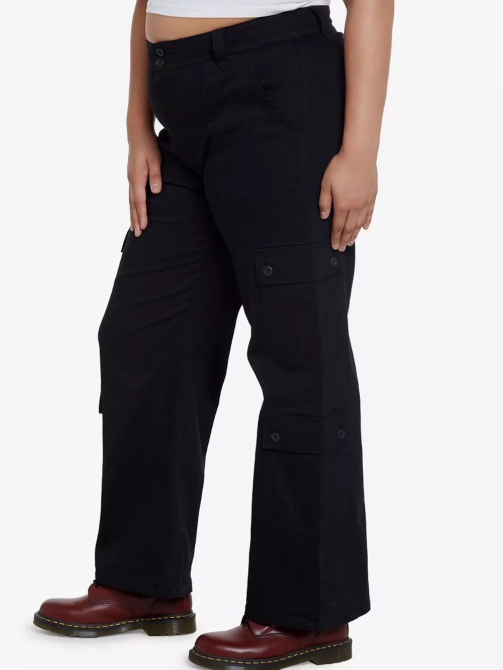 NEW Hot Topic Double Button Cargo Pants Black Utility Goth Emo Streetwear 9